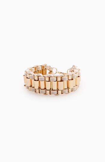 Gold Barrel Link Bracelet Slide 1