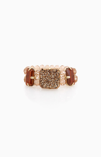 Druzy and Stone Elastic Bracelet Slide 1