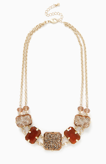 Druzy and Stone Statement Necklace Slide 1