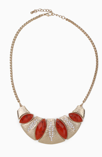 Coral Crescent Statement Necklace Slide 1