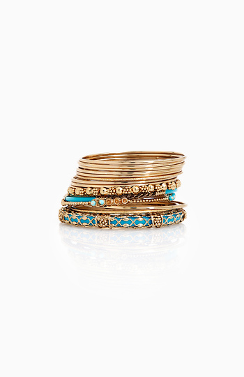 Embellished Turquoise Bangle Set Slide 1