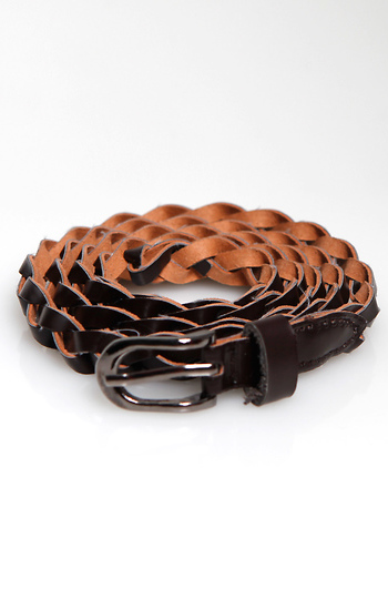 Skinny Faux Leather Braided Belt Slide 1