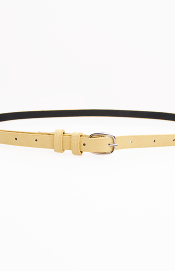 Skinny Yellow Leather Belt Slide 1