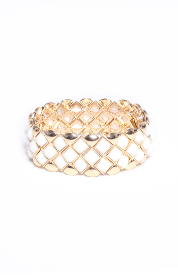 White Quartz Stretch Bracelet Slide 1