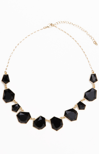 Opaque Black Stone Charm Necklace Slide 1