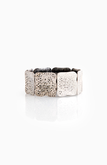 Square Hammered Stretch Bracelet Slide 1