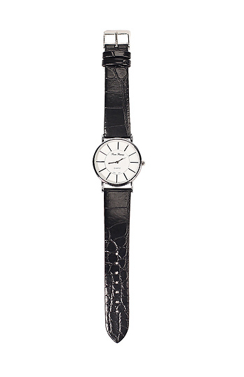 Black Faux Alligator Strap Watch Slide 1