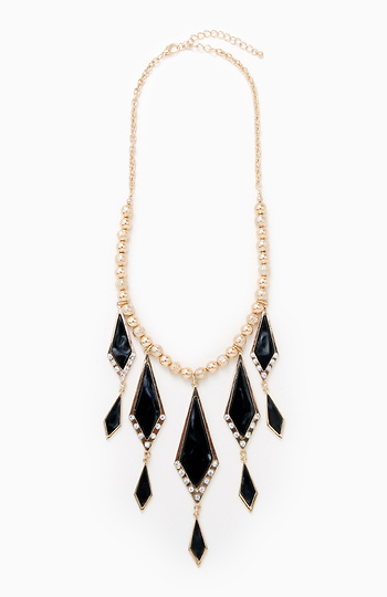 Black and Gold Chandelier Necklace Slide 1