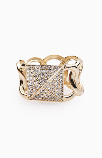 Oversized Chain Link Bracelet with Rhinestone Stud Slide 1