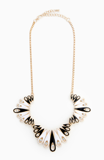 Black and White Peacock Necklace Slide 1