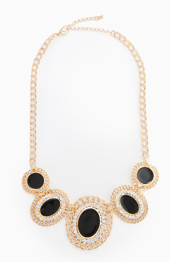 Rhinestone and Chain Frame Necklace Slide 1