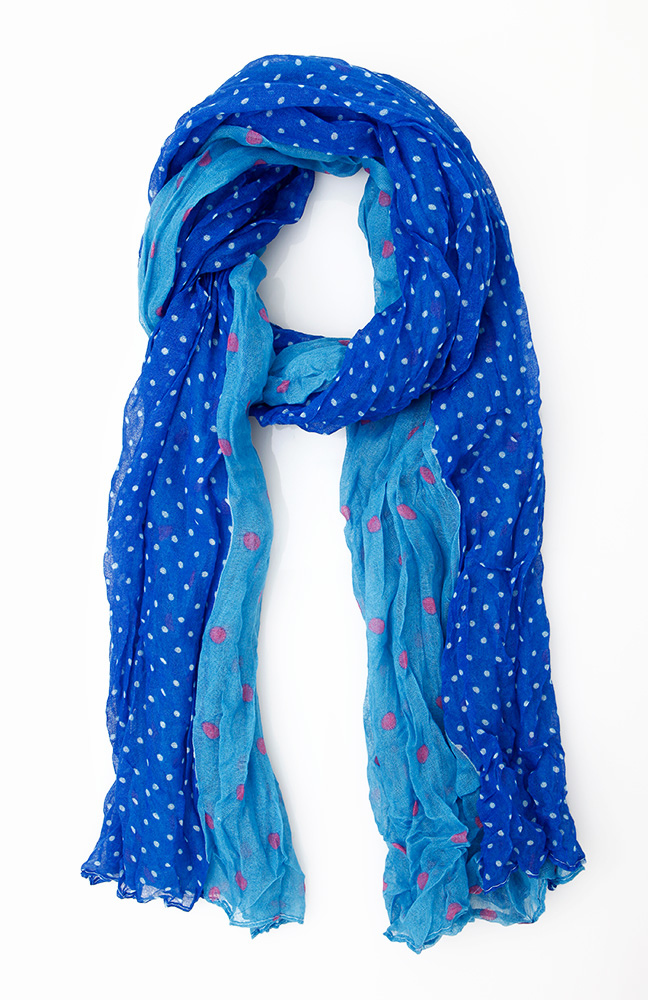 Two Panel Polka Dot Scarf in Blue DAILYLOOK
