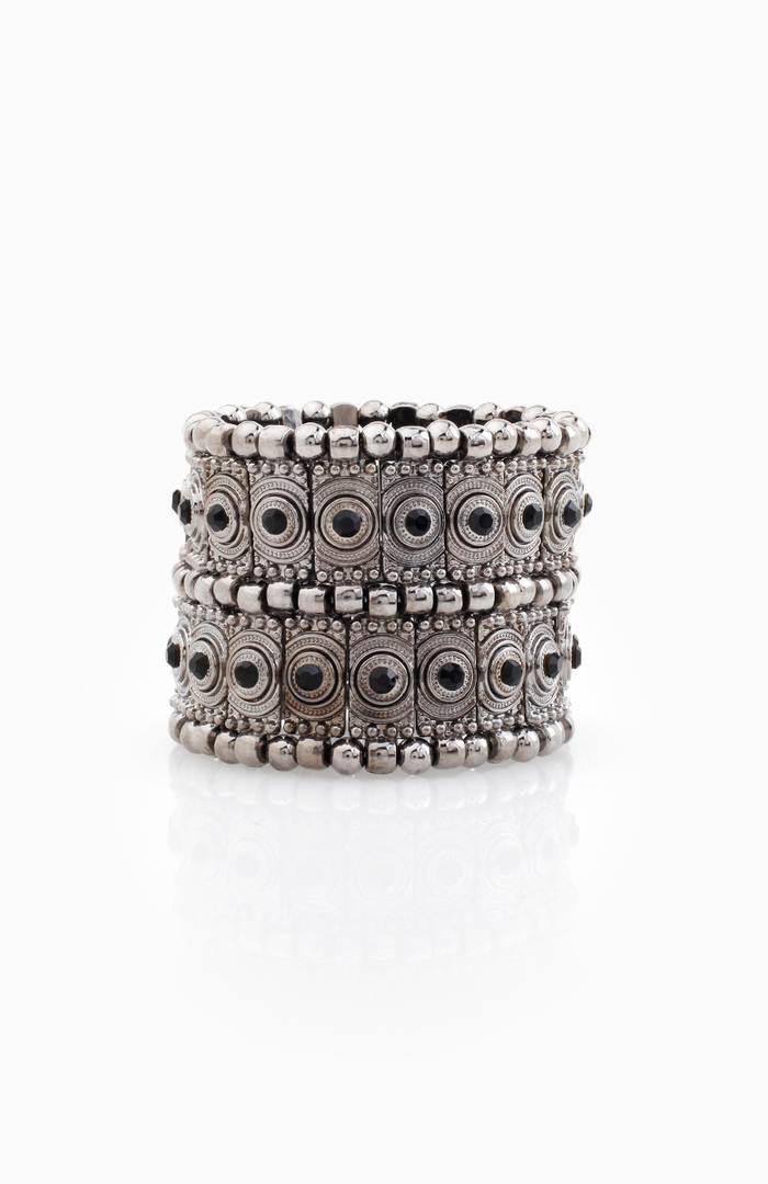 Caviar Stretch Bracelet in Gunmetal | DAILYLOOK