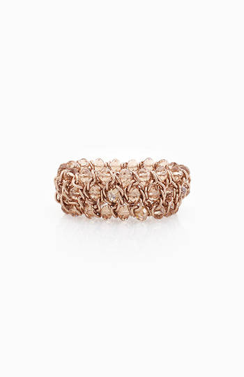 Chain and Bead Mesh Stretch Bracelet in Taupe | DAILYLOOK