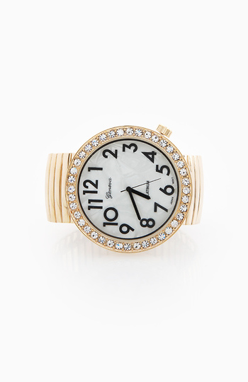 Oversized Rhinestone Face Watch Slide 1