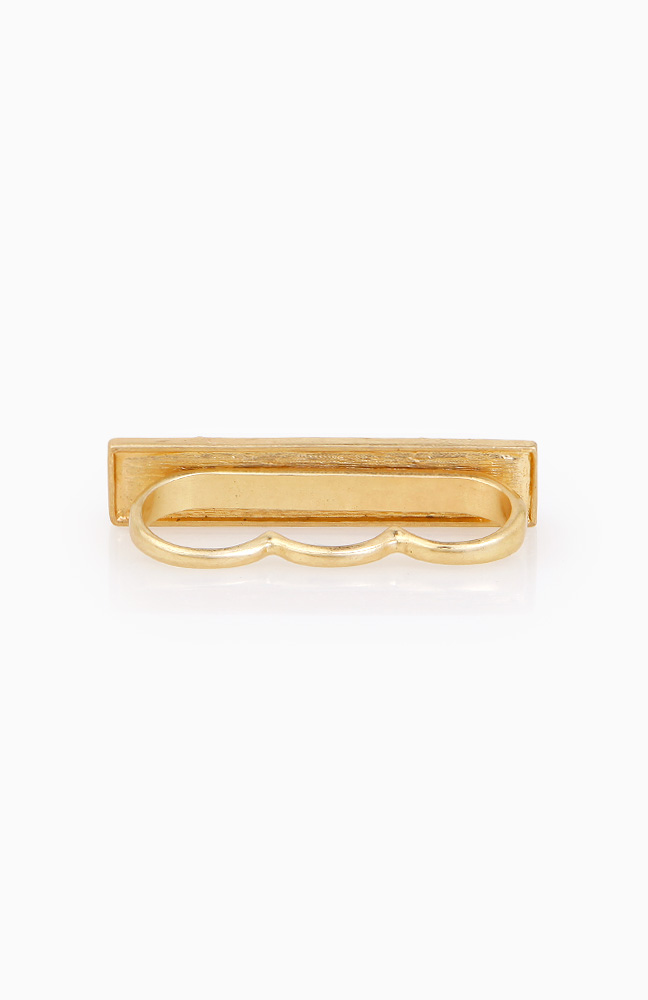 Studded Three-Finger Ring in Gold | DAILYLOOK