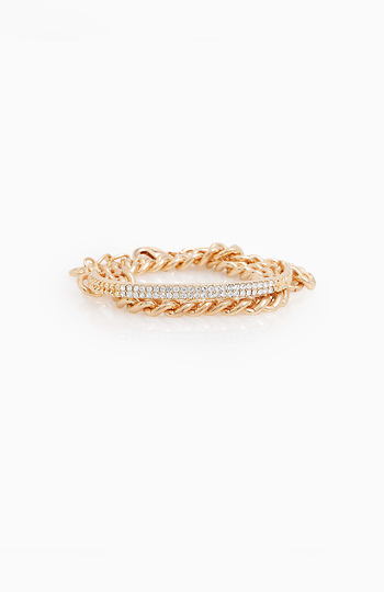 Chain and Rhinestone Wrap Bracelet Slide 1