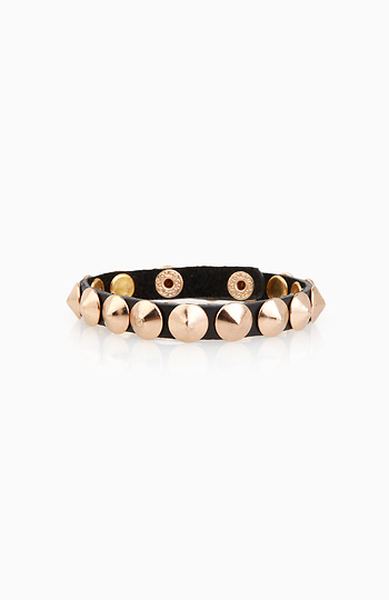 Stud and Leather Snap Bracelet Slide 1