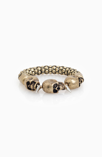 Tri Skull And Spike Bracelet Slide 1