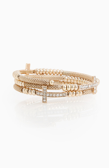 Rhinestone Cross Coil Bracelet Slide 1
