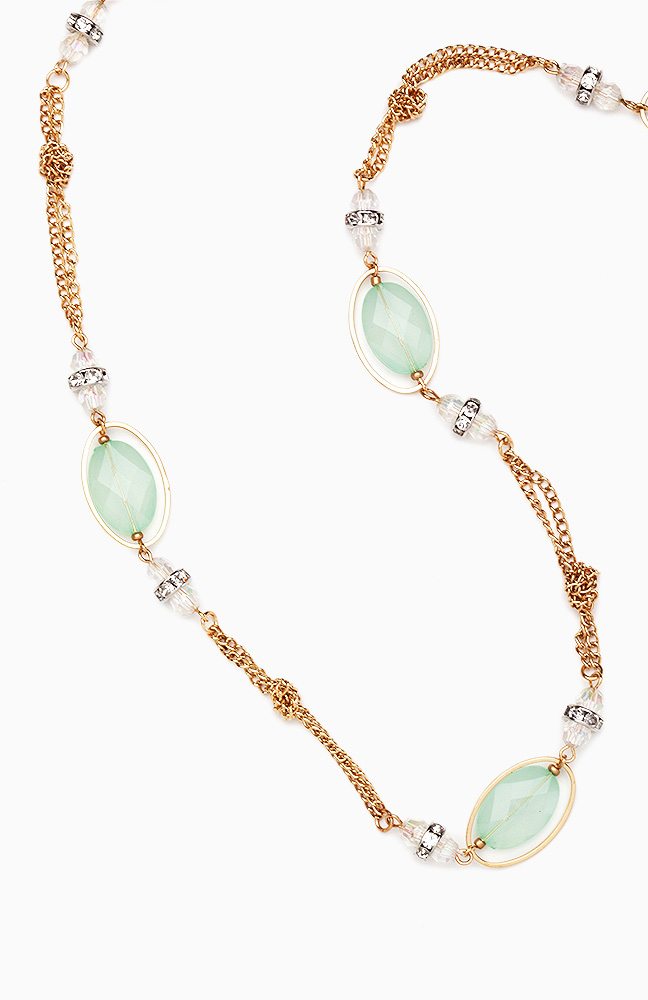 Knotted Chain And Stone Necklace in Mint DAILYLOOK