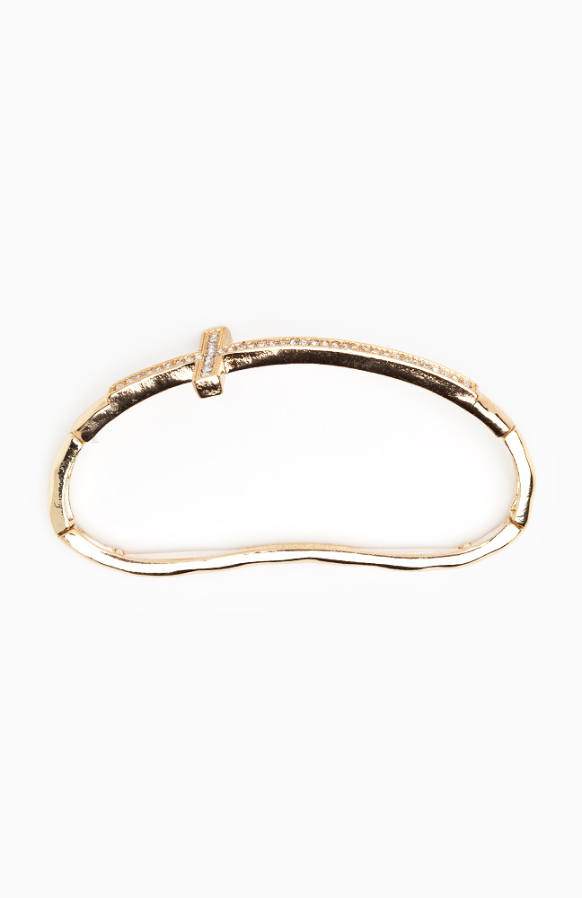 Sparkling Side Cross Palm Bracelet in Gold DAILYLOOK