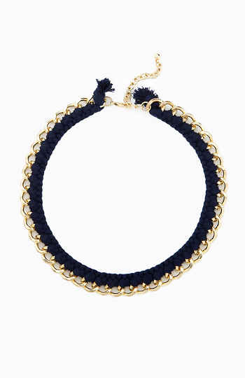 Threaded Chain Necklace in Navy | DAILYLOOK