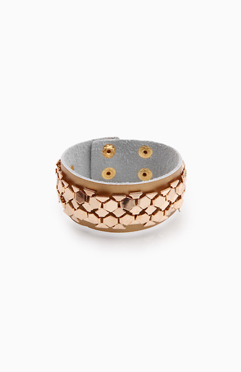 Honeycomb Leather Band Bracelet Slide 1