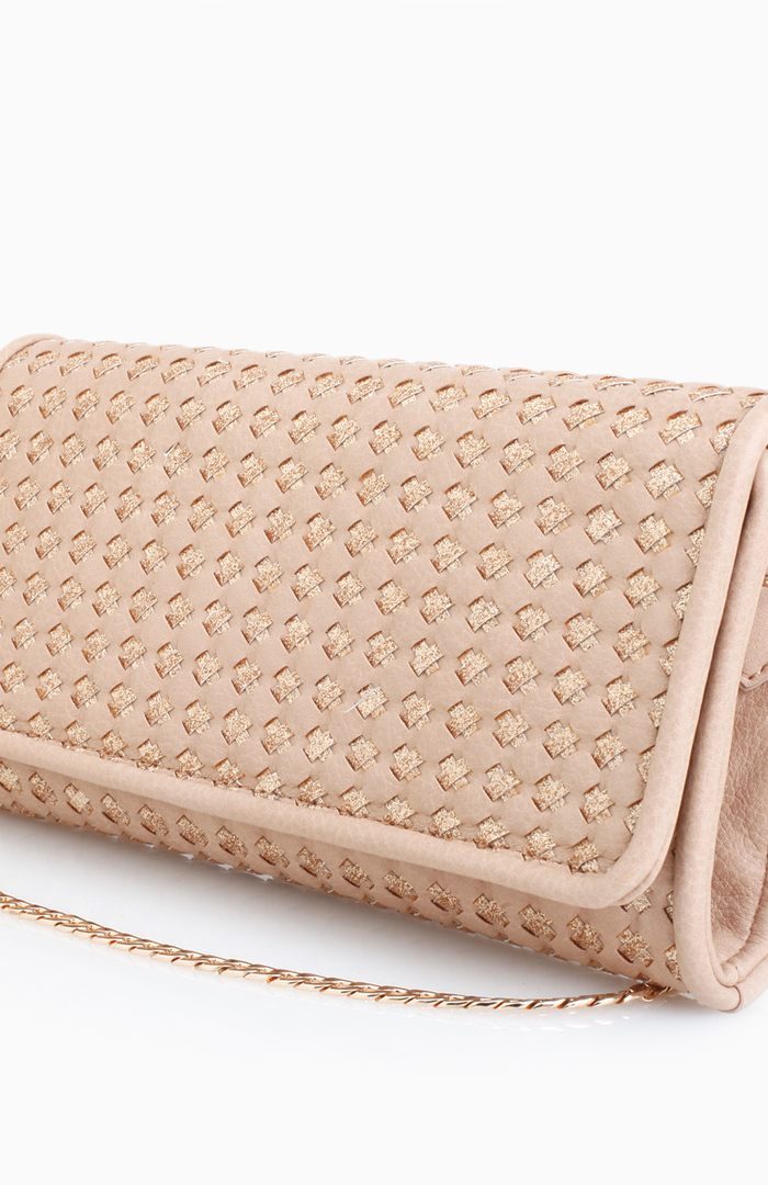 Glitter Basket Weave Clutch in Ivory DAILYLOOK