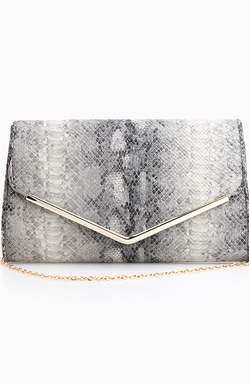 Snakeskin Metallic Flap Clutch Slide 1