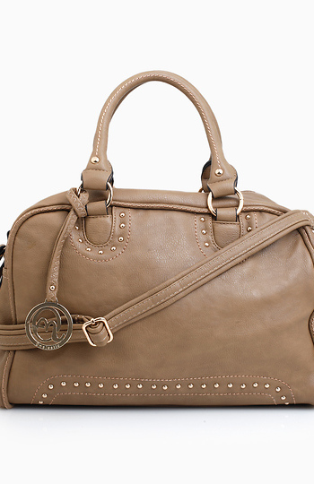 Stud and Stitch Trim Bowler Bag Slide 1