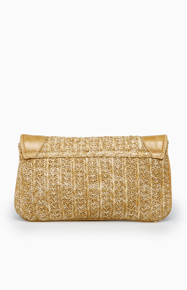 Straw Turn Lock Clutch in Beige DAILYLOOK