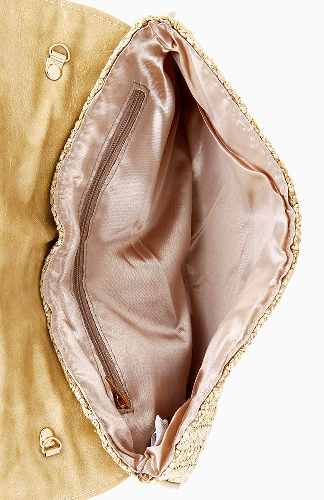 Straw Turn Lock Clutch in Beige DAILYLOOK