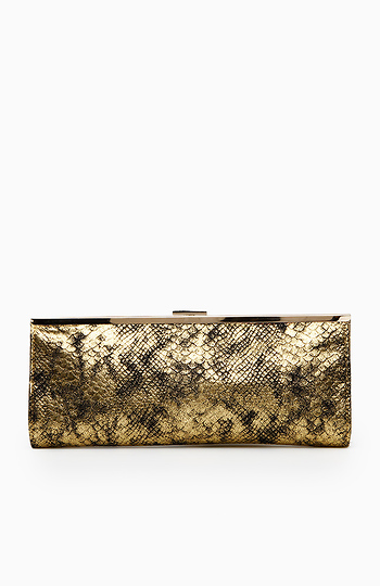 Metallic Snake Print Clutch Slide 1