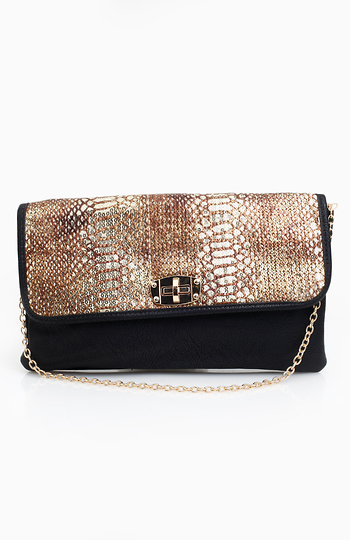 Snake Sequin Print Clutch Slide 1
