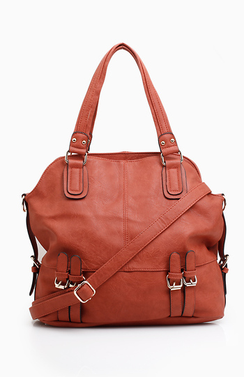 Twin Buckle Handbag in Orange | DAILYLOOK