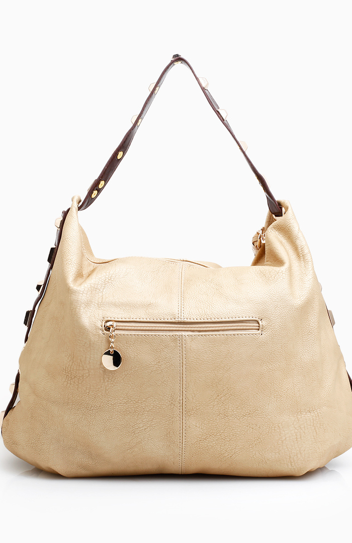 Faux Suede Fringe Boho Studded Hobo Bag