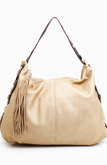 Studded Fringe Hobo Bag Slide 1