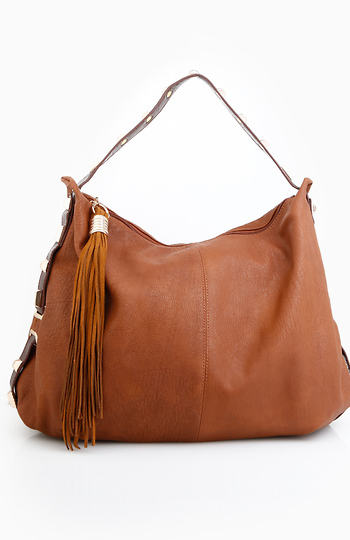 Studded Fringe Hobo Bag Slide 1