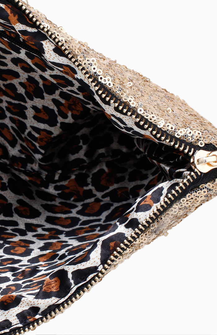 Sequin Fabric Clutch in Gold | DAILYLOOK