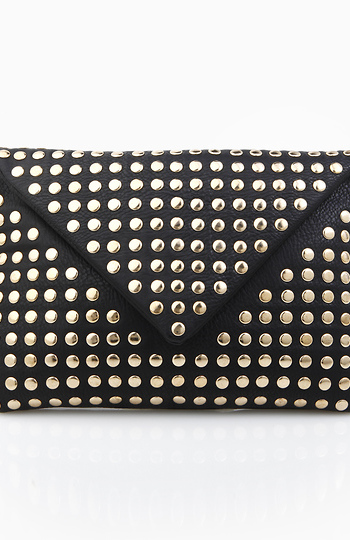 Connect The Dots Studded Envelope Clutch in Black | DAILYLOOK