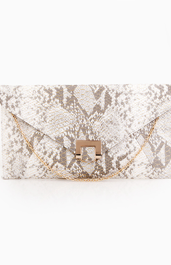 Snake Skin Envelope Clutch in Grey | DAILYLOOK