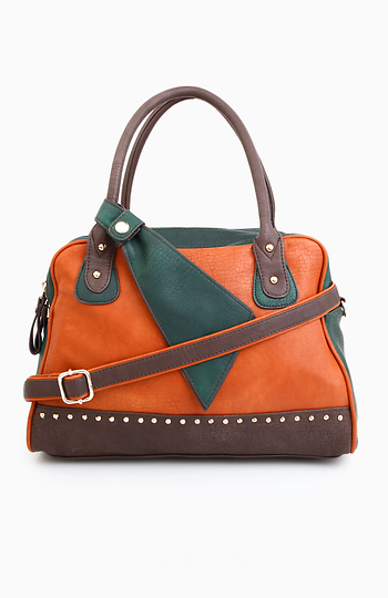 Color Block Studded Bowler Bag Slide 1