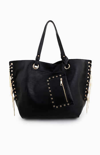 Side Chain Fringe Tote Slide 1