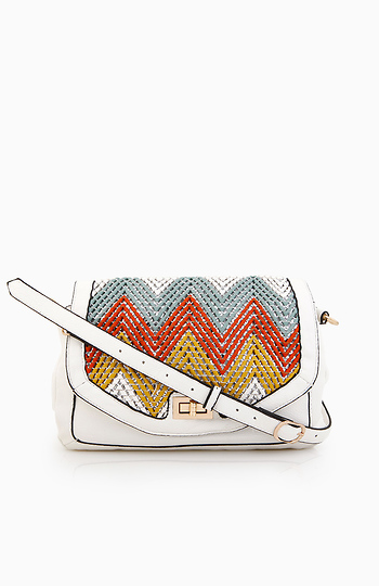 Colorful Woven Fold Over Bag Slide 1