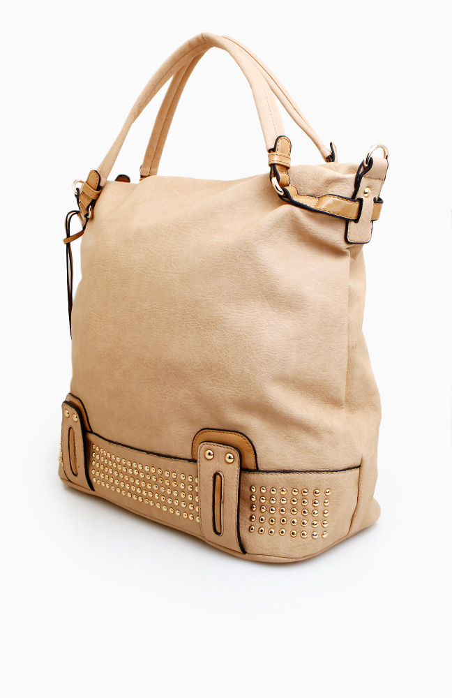 Studded Base Handbag in Beige DAILYLOOK
