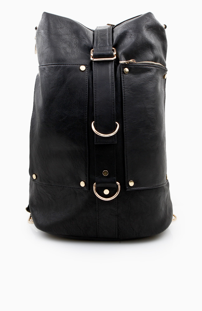 Double Front Pocket Backpack in Black | DAILYLOOK