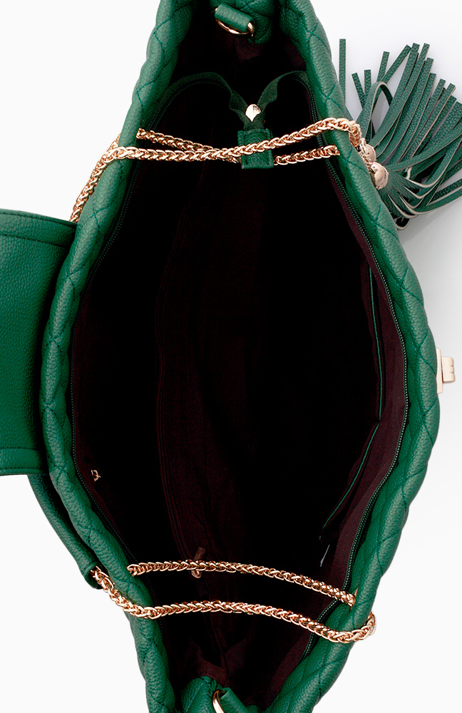 Double Chain Strap Quilted Bag in Green DAILYLOOK
