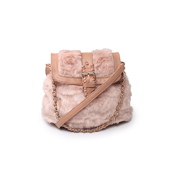 Pink Rabbit Fur Bag Slide 1