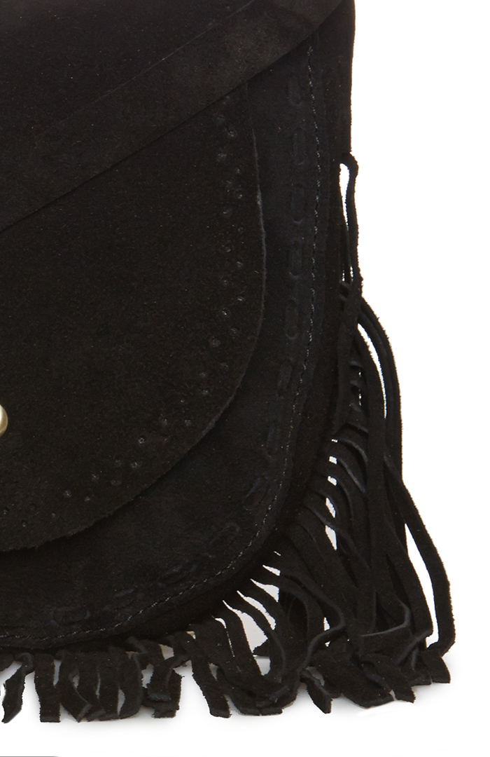 Suede Fringe Mini Purse in Black DAILYLOOK